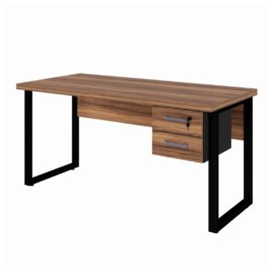 Mesa Escritório PÉ QUADRO 1,50×0,60m – C/ Gavetas – NOGAL SEVILHA/PRETO – 24473 40