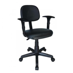 Cadeira Secretária Giratória Com Braços Reguláveis Estofada Preta – 31106