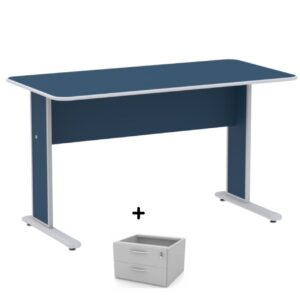 Mesa Escritório 1,50×0,60m c/ Gavetas – Cor Azul – JOB – 44087