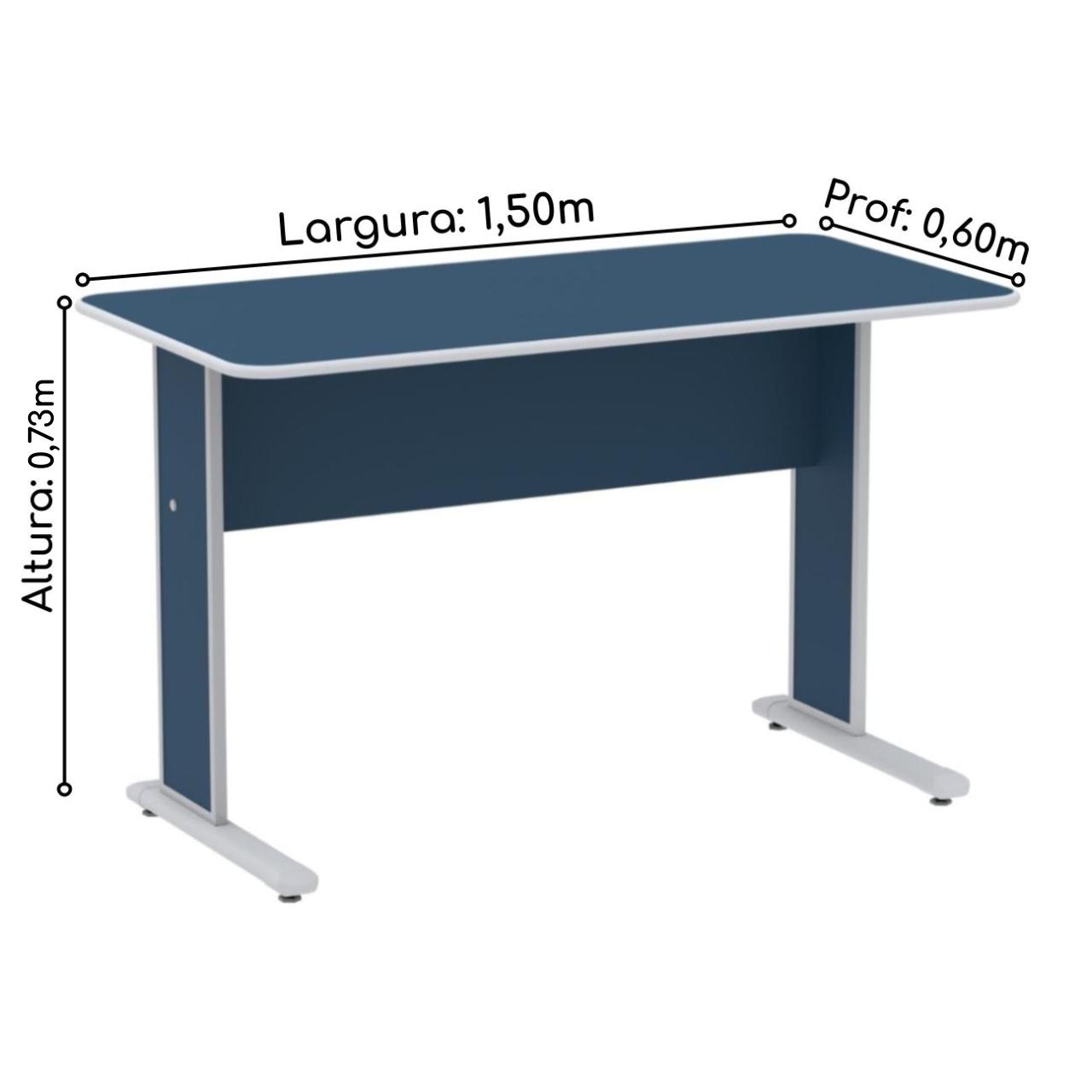 Mesa Escritório 1,50×0,60m c/ Gavetas – Cor Azul – JOB – 44087 - Imagem 2