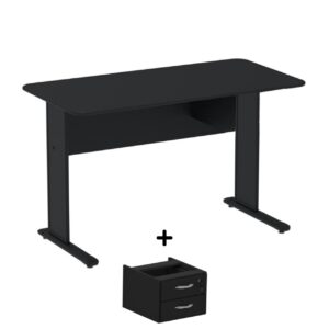 Mesa Escritório 1,20×0,60m c/ Gavetas – Cor Preto – 44090