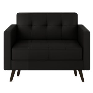 Sofá para Escritório ROMA 02 Lugares – Corino – Cor Preto – 60041