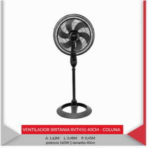 Ventilador Coluna Britânia 40cm Bvt450 160w Preto 127v