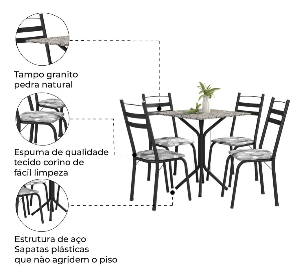 MESA GRANITO 75X75 4 CAD - Imagem 4