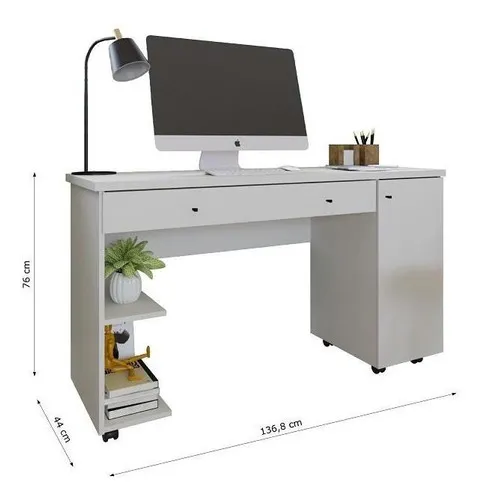 Escrivaninha Mesa Para Computador Quarto Escritorio Ariel Cor Branco - Imagem 2