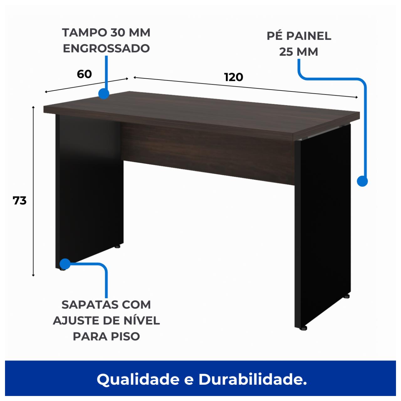 Mesa Escritório 1,50×0,60m – S/ Gavetas MARSALA / PRETO – 23472 - Imagem 2